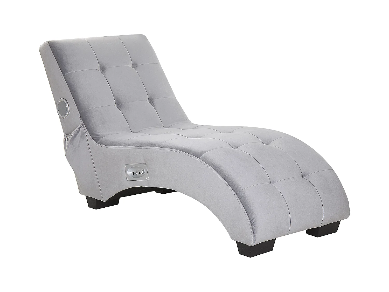 Chaiselongue SIMORRE Samtstoff Grau mit Bluetooth-Lautsprecher
