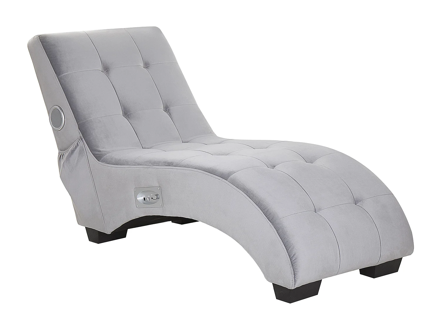 Chaise longue SIMORRE Fluweel Grijs Met ingebouwde Bluetooth speaker