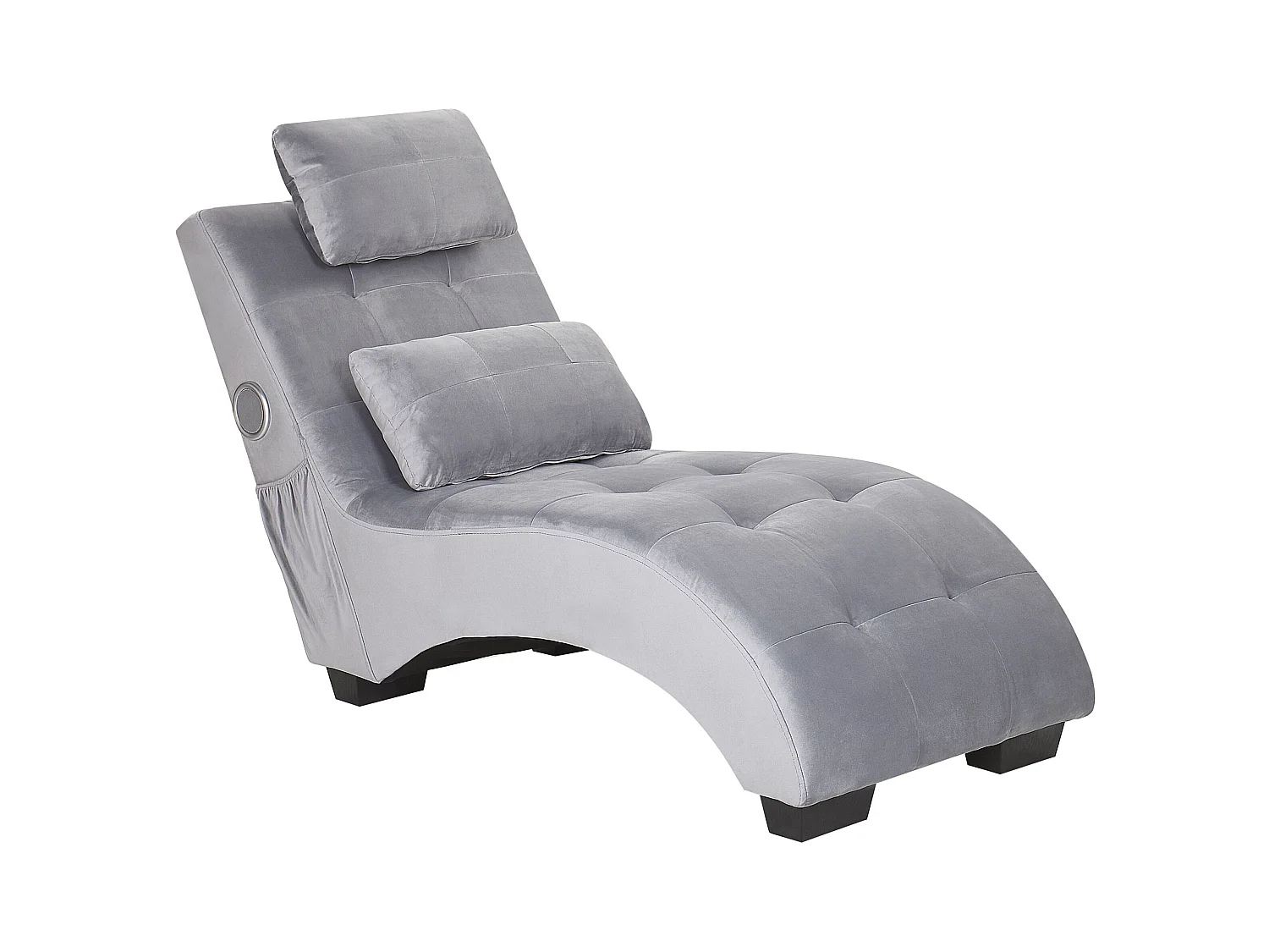 Chaise longue SIMORRE Velluto Grigio con altoparlante Bluetooth integrato