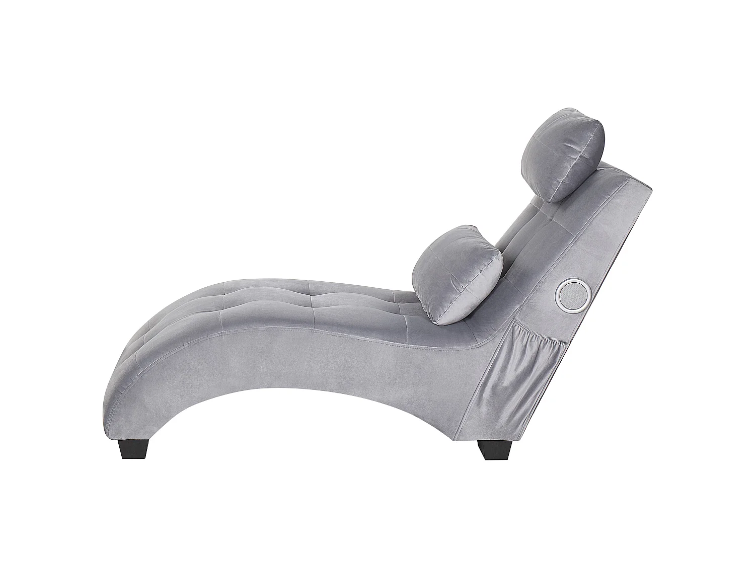 Chaise longue SIMORRE Velluto Grigio con altoparlante Bluetooth integrato