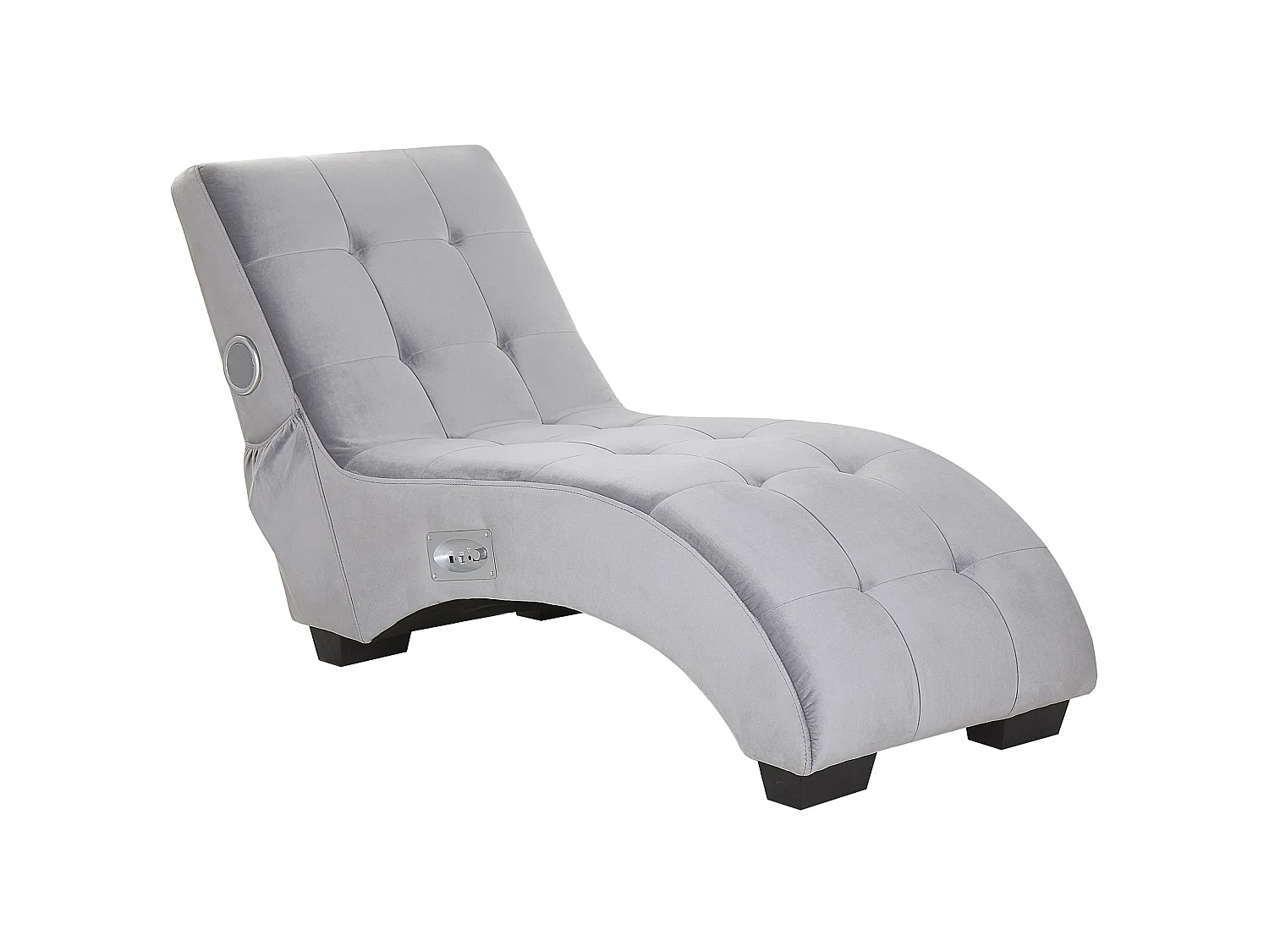 Chaise longue SIMORRE Velluto Grigio con altoparlante Bluetooth integrato
