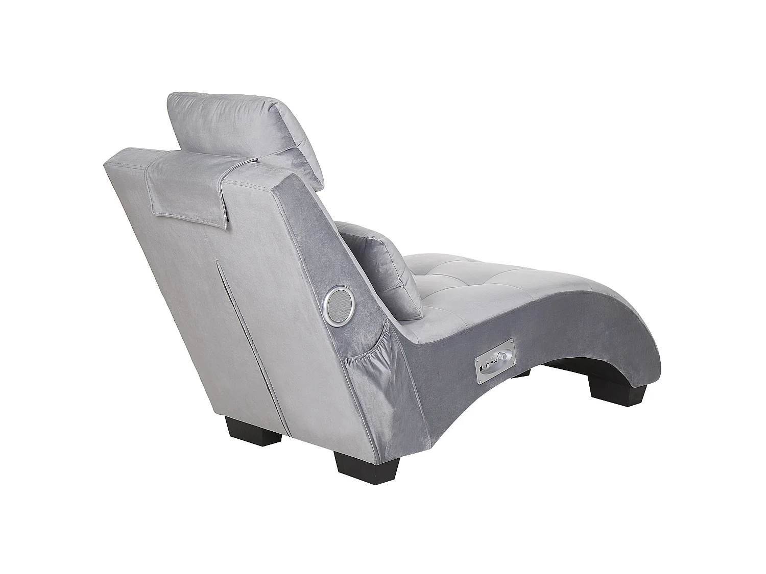 Chaise longue SIMORRE Velluto Grigio con altoparlante Bluetooth integrato