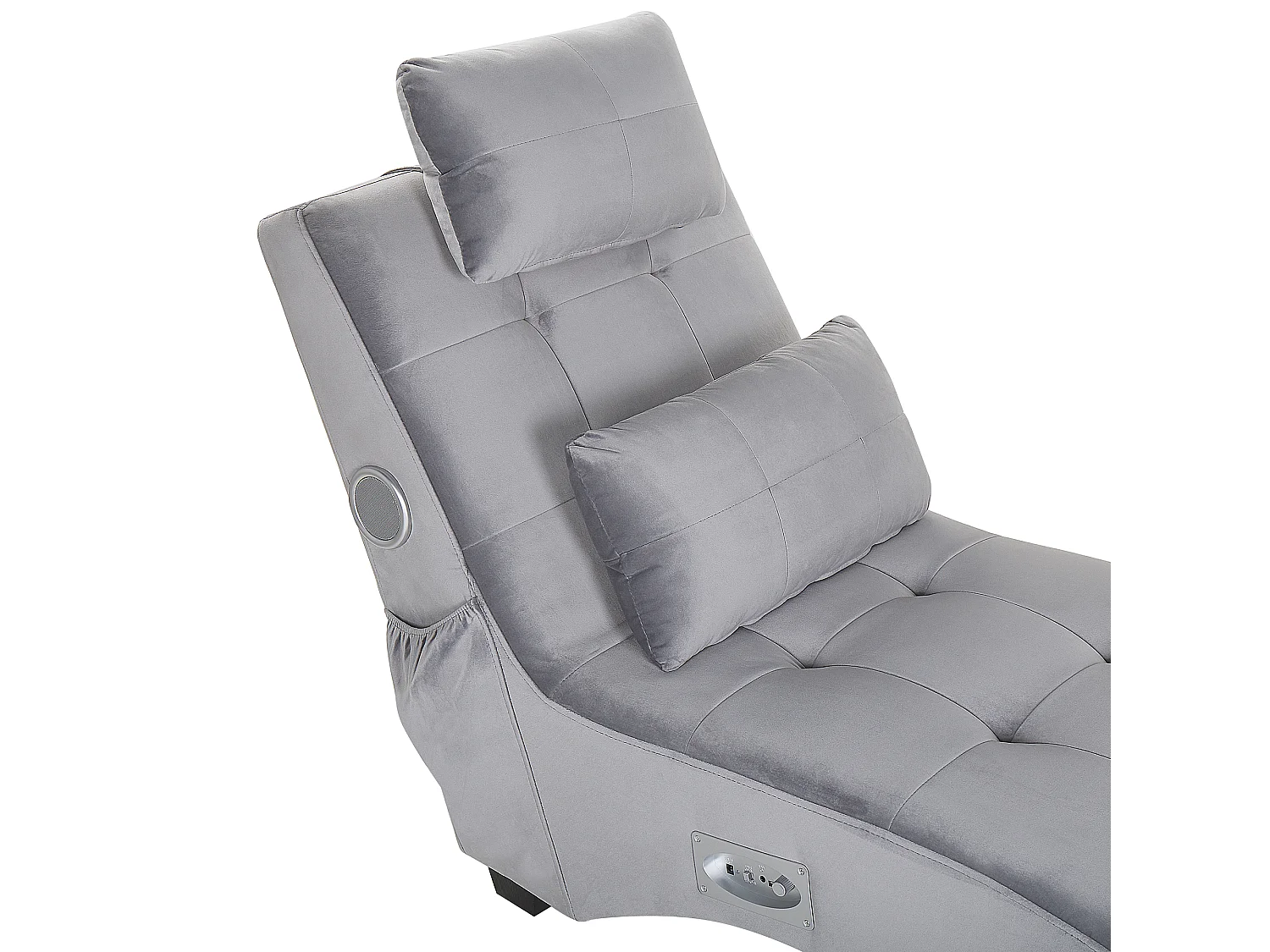 Chaise longue SIMORRE Velluto Grigio con altoparlante Bluetooth integrato