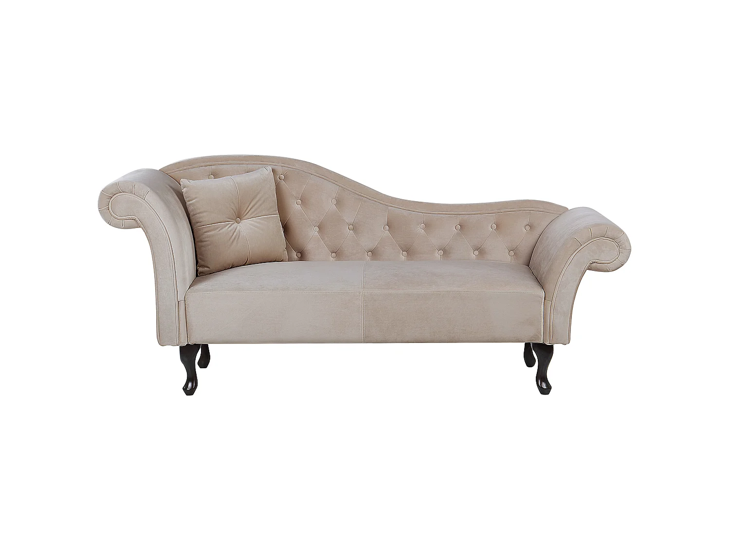 Left-Hand Chaise Longue LATTES Velvet Beige