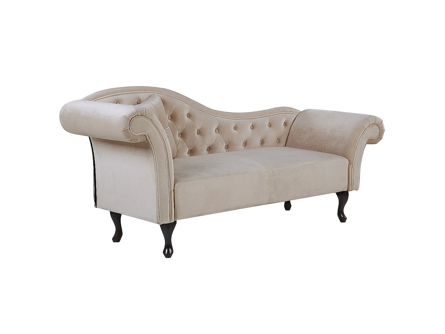 Left-Hand Chaise Longue LATTES Velvet Beige