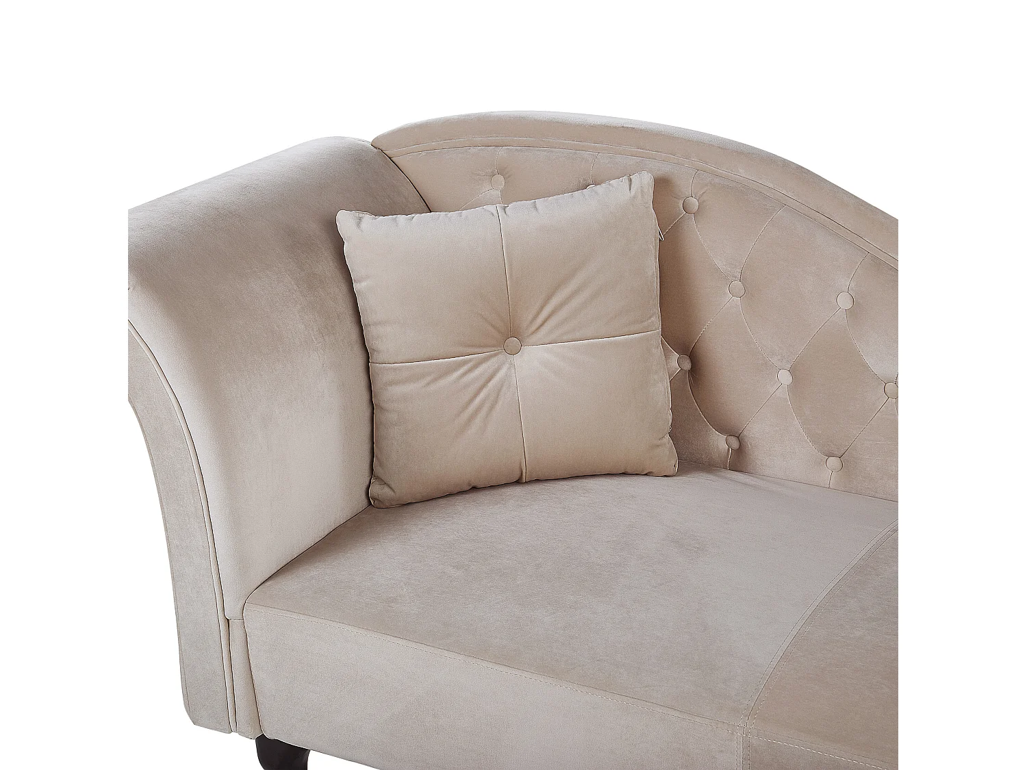 Left-Hand Chaise Longue LATTES Velvet Beige