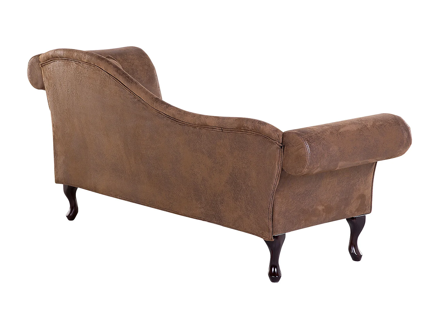 Chaiselongue im Chesterfield Style rechtsseitig Kunstleder hellbraun Lattes