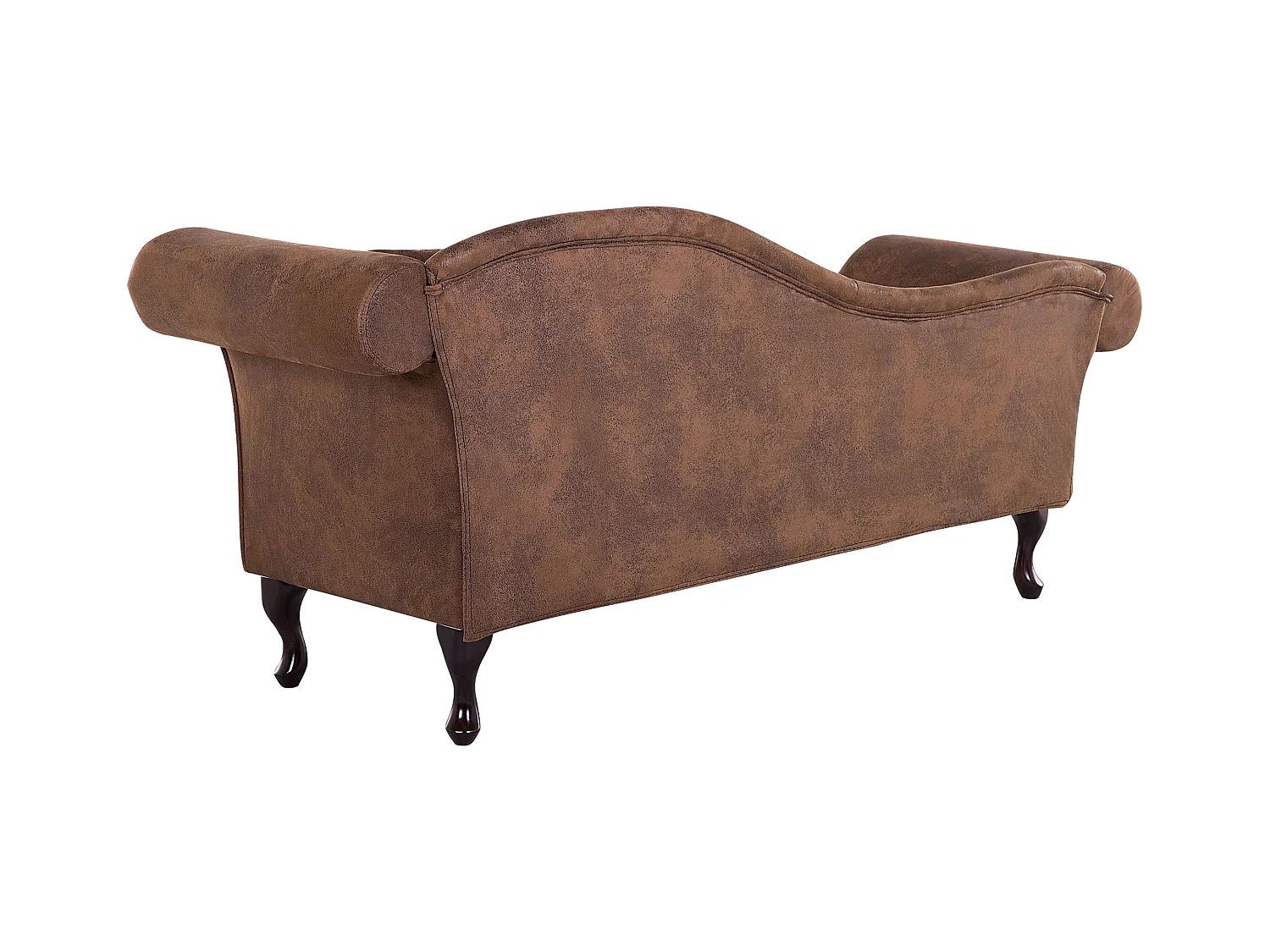 Chaiselongue im Chesterfield Style rechtsseitig Kunstleder hellbraun Lattes