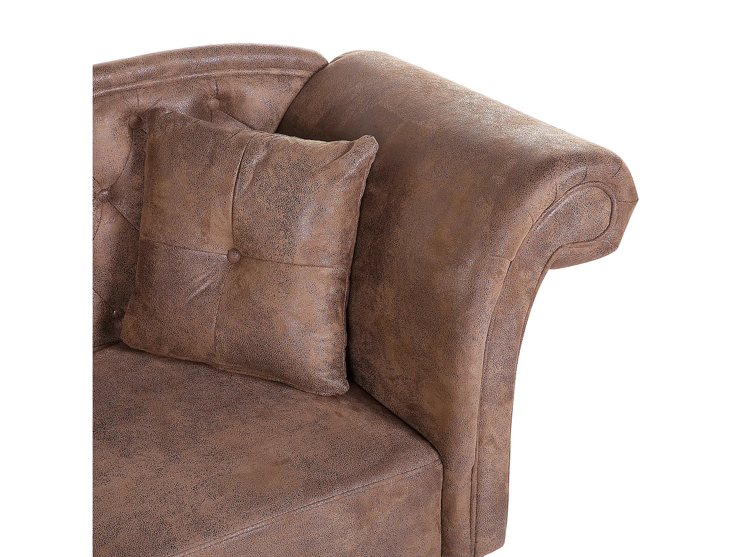 Chaiselongue im Chesterfield Style rechtsseitig Kunstleder hellbraun Lattes