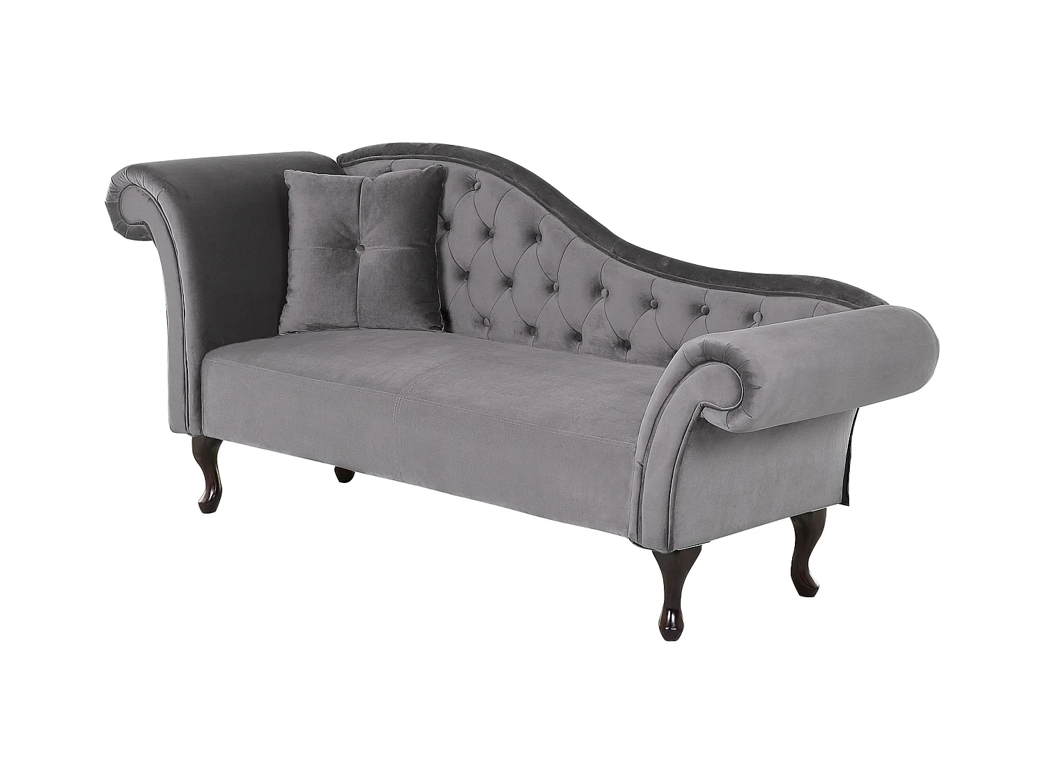 Chaise longue côté droite LATTES Velours Gris