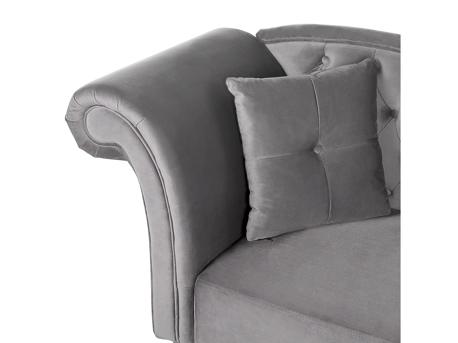 Linkszijdige chaise longue LATTES Fluweel Grijs