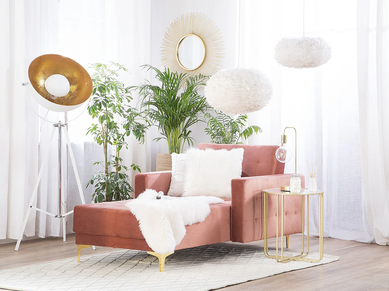 Moderne Chaiselongue Samtstoff rosa Aberdeen