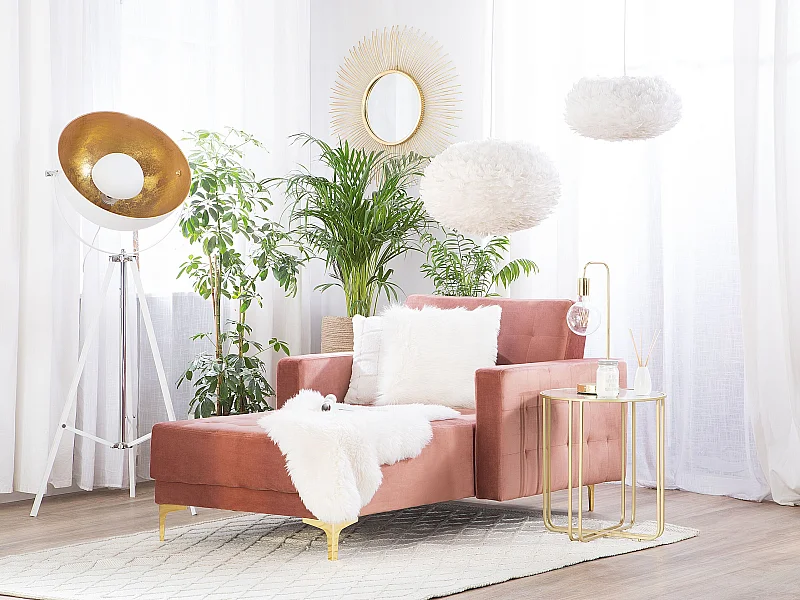 Chaise longue ABERDEEN Fluweel Roze