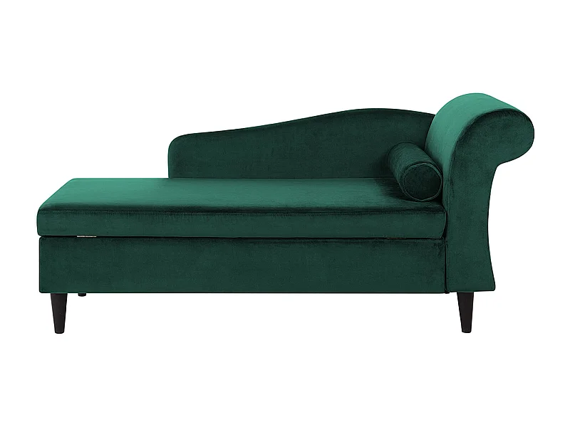 Chaise longue à direita LUIRO Veludo Verde escuro com arrumação