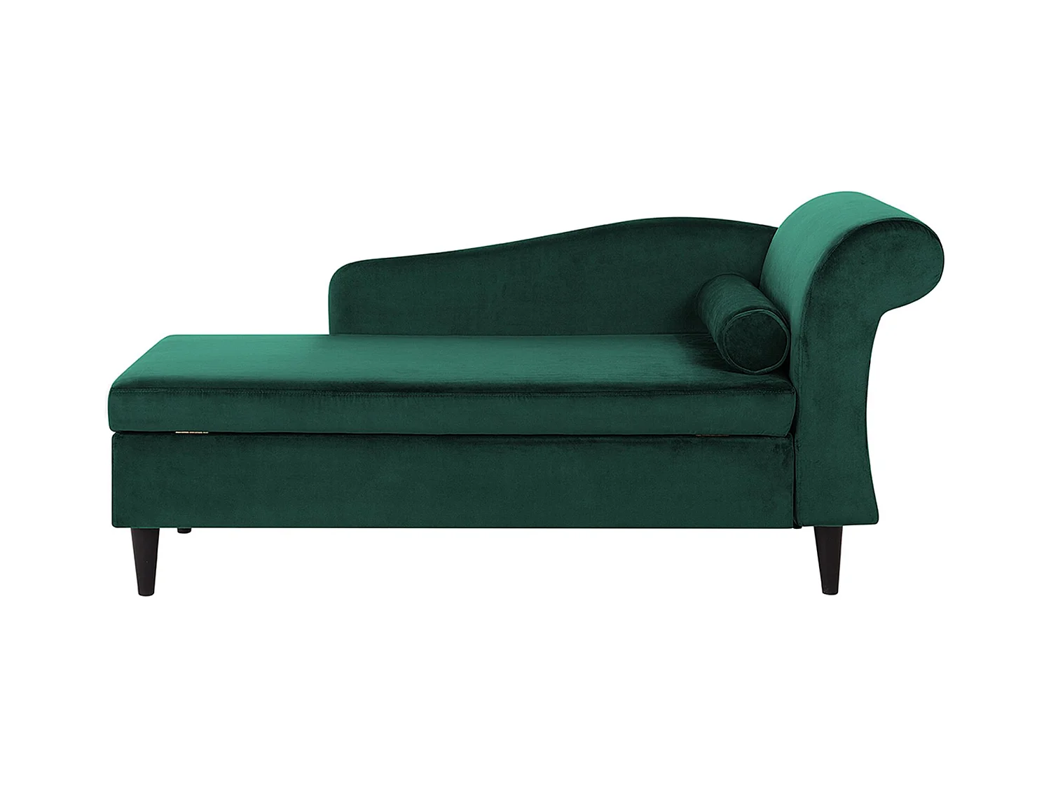Chaise longue côté droit LUIRO Velours Vert foncé avec rangement