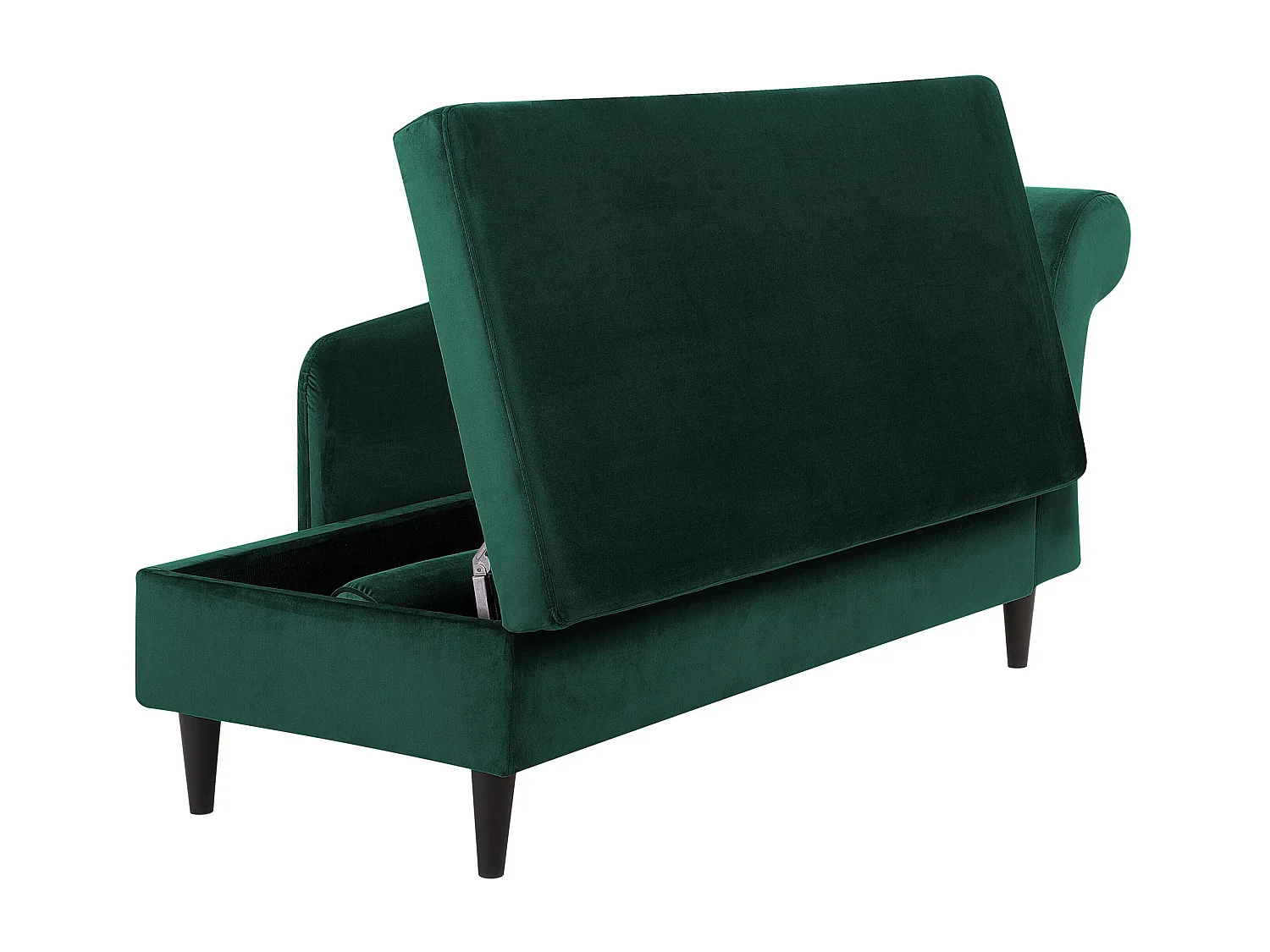 Chaise longue côté droit LUIRO Velours Vert foncé avec rangement