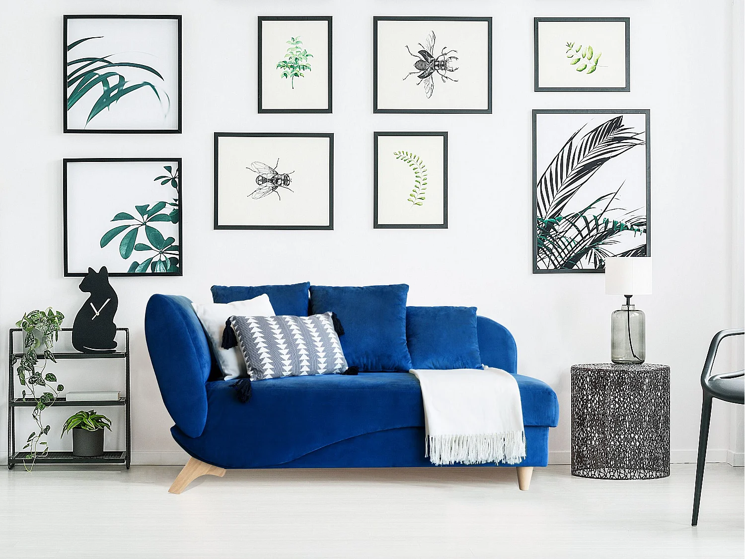 Chaise longue fluweel donkerblauw linkszijdig MERI