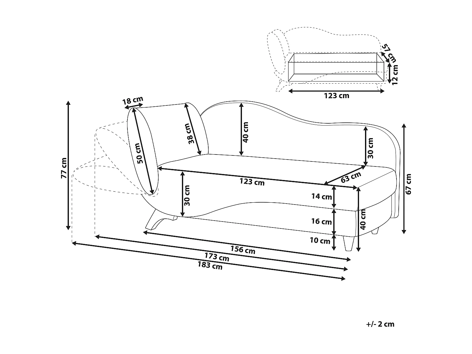Chaise longue fluweel donkerblauw linkszijdig MERI