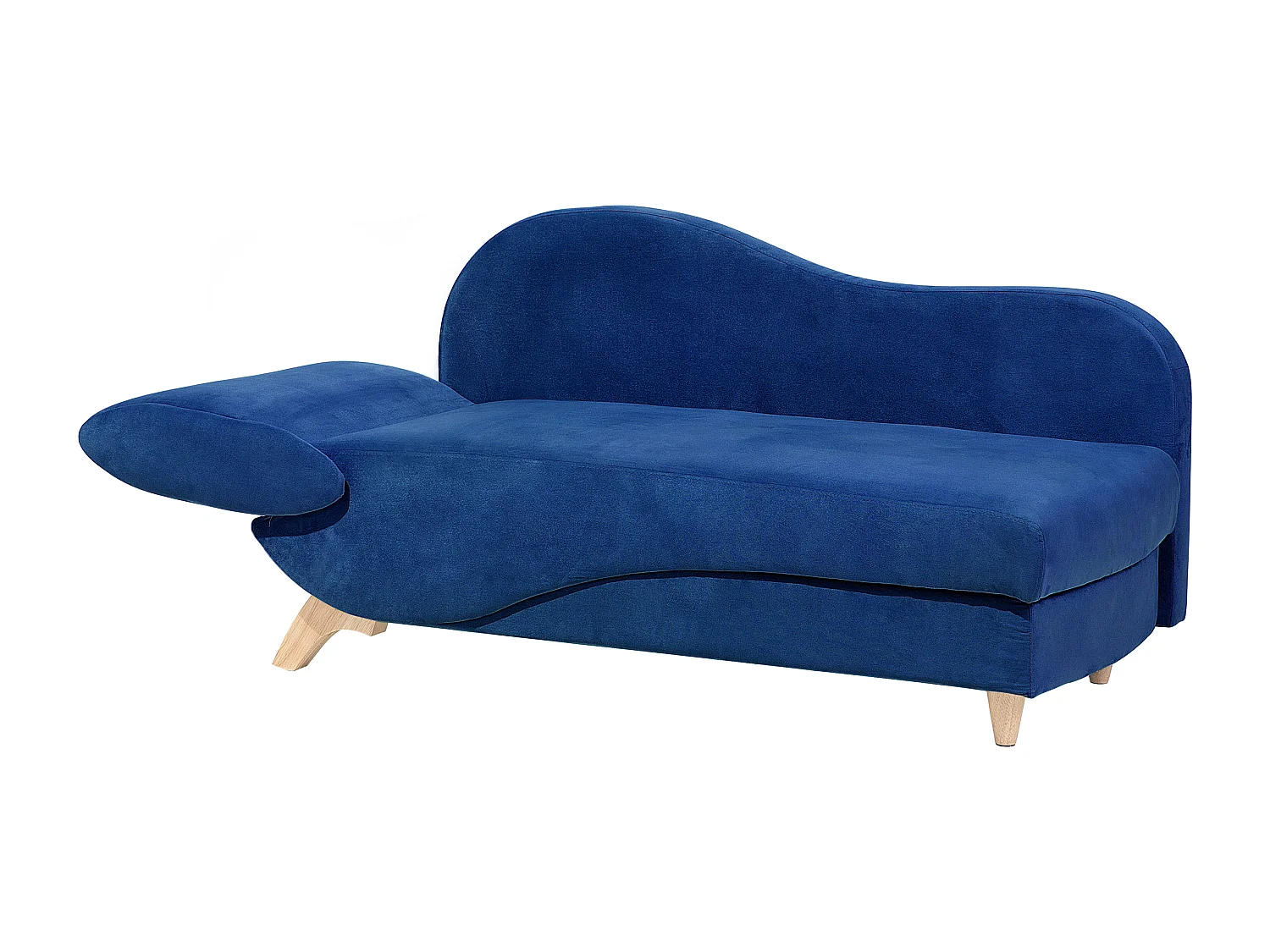 Chaise longue fluweel donkerblauw linkszijdig MERI