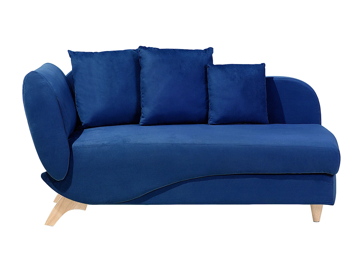 Chaise longue fluweel donkerblauw linkszijdig MERI