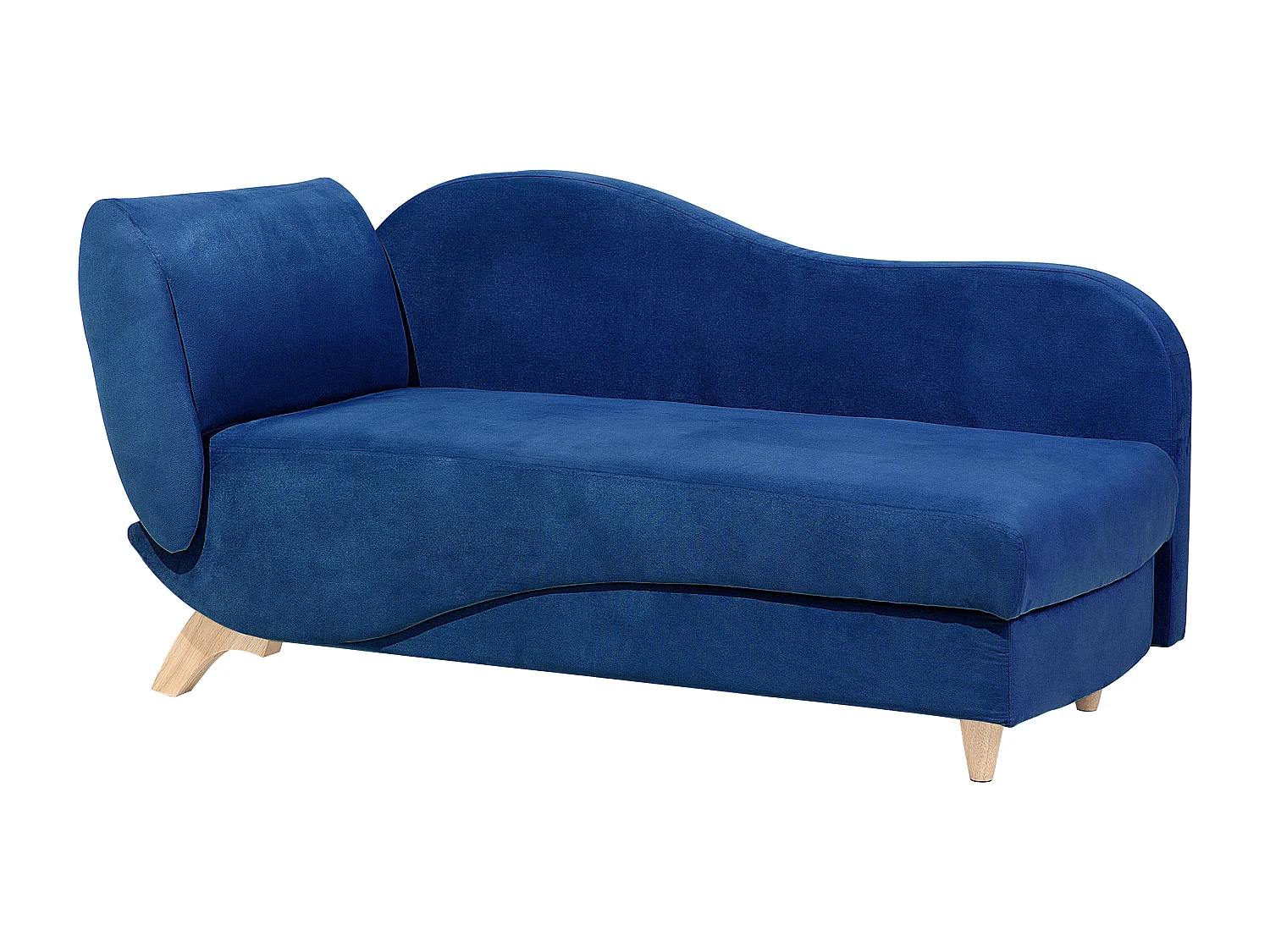 Chaise longue fluweel donkerblauw linkszijdig MERI