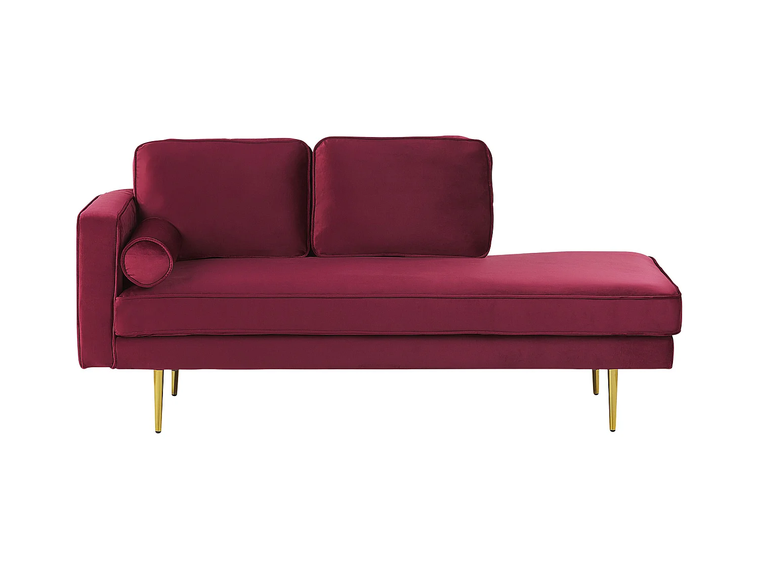 Chaise longue côté droite MIRAMAS Velours Rouge foncé