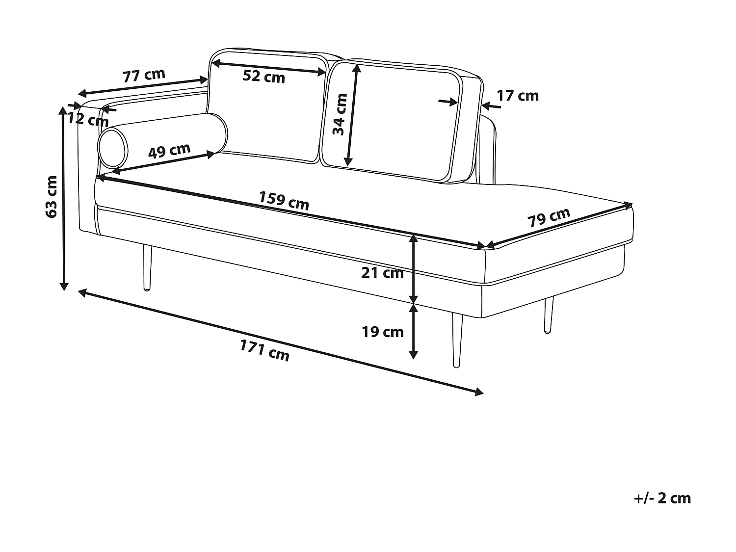 Chaise longue versione sinistra MIRAMAS Velluto Rosso scuro