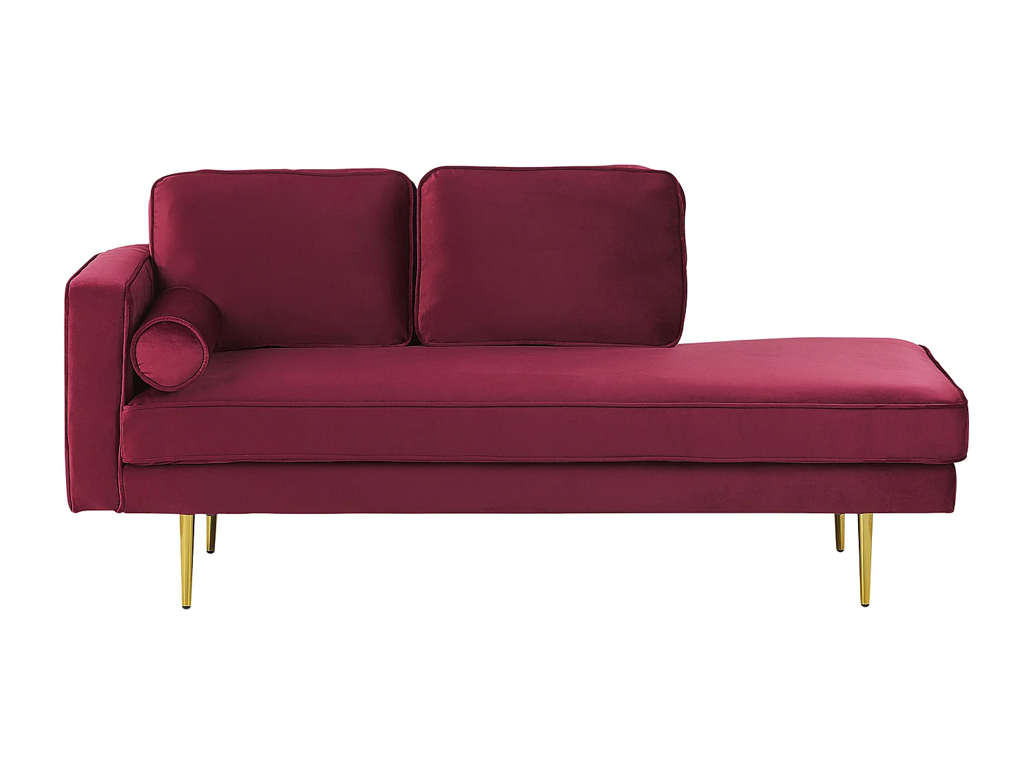 Chaise longue côté gauche MIRAMAS Velours Rouge foncé