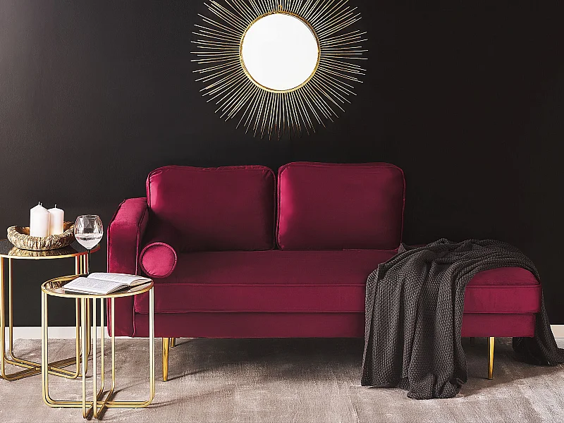 Chaise longue izquierdo MIRAMAS Terciopelo Rojo oscuro
