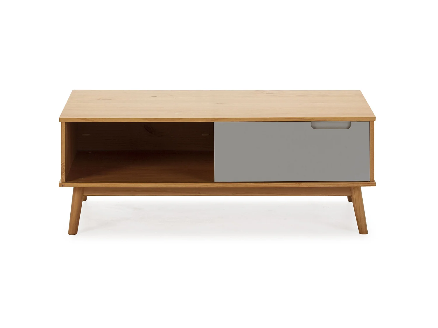 Salontafel Bruce met 1 schuifdeur en 1 open vak, massief hout