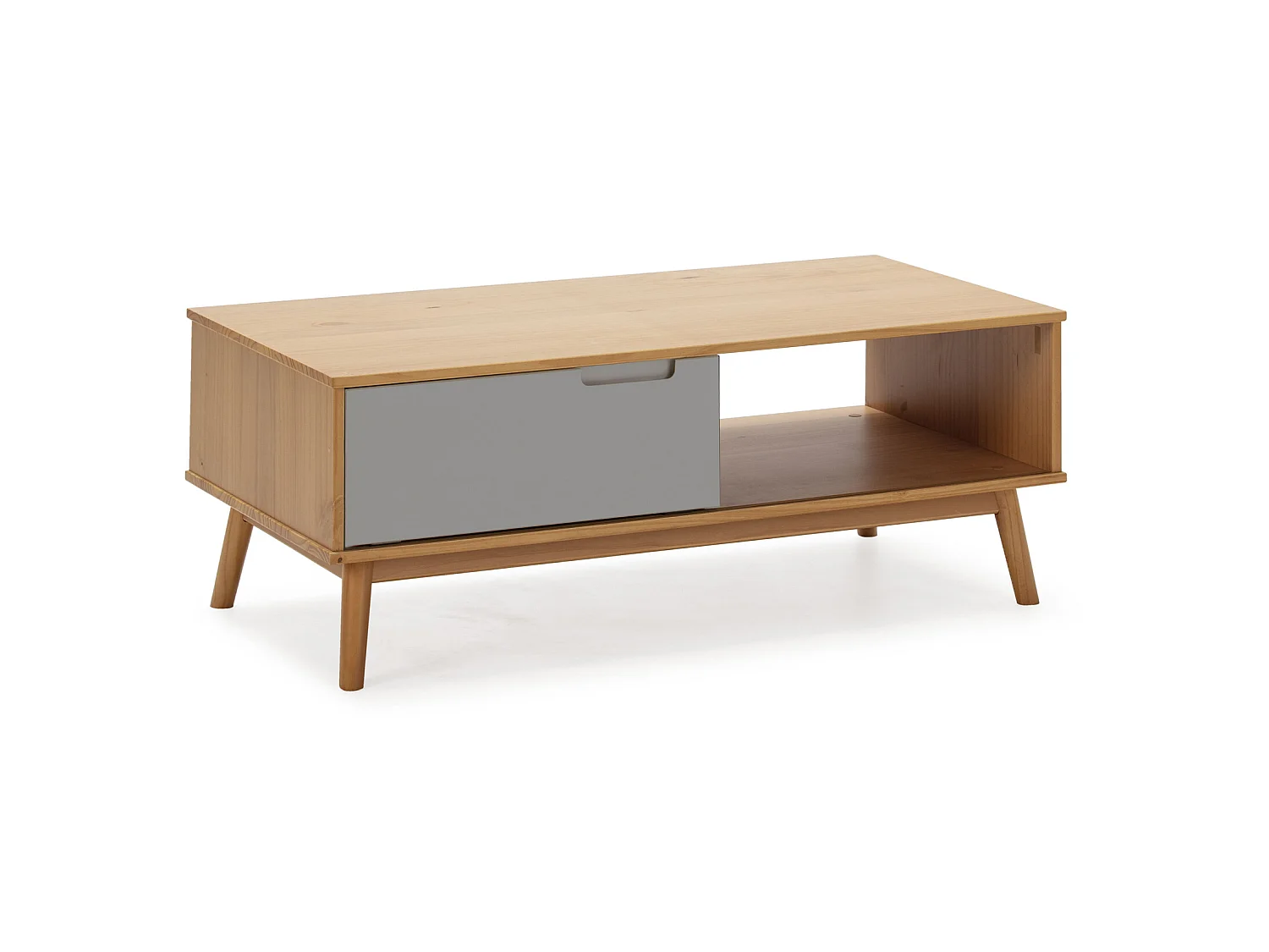 Salontafel Bruce met 1 schuifdeur en 1 open vak, massief hout