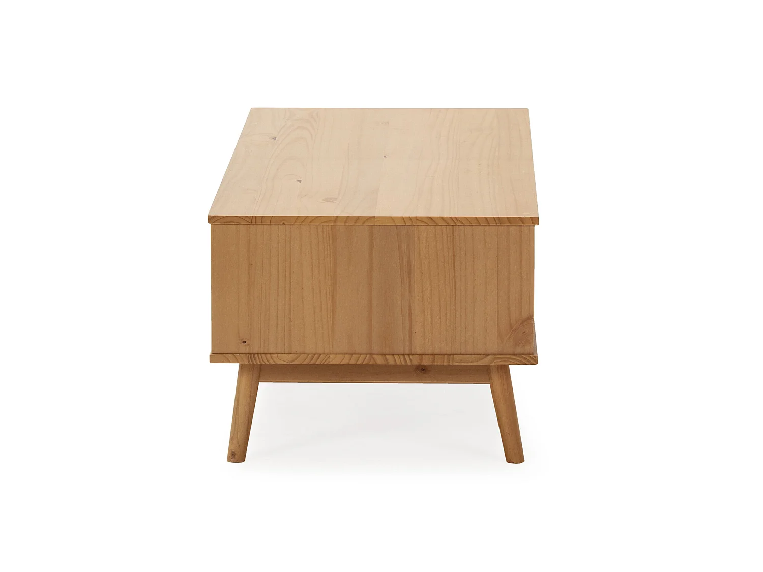 Table Basse 1 Porte Bruce Coulissante et 1 Creux, Bois Massif, Longueur 110 cm