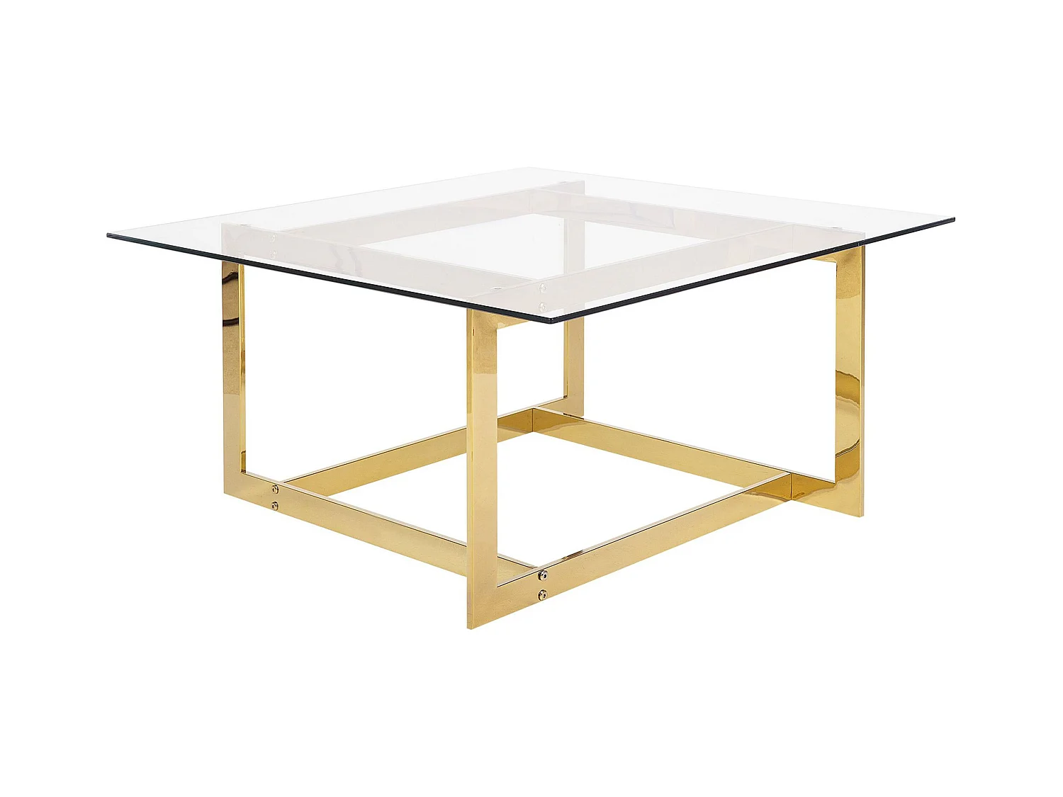 Moderner Couchtisch aus Glas mit Metallgestell Gold Crystal
