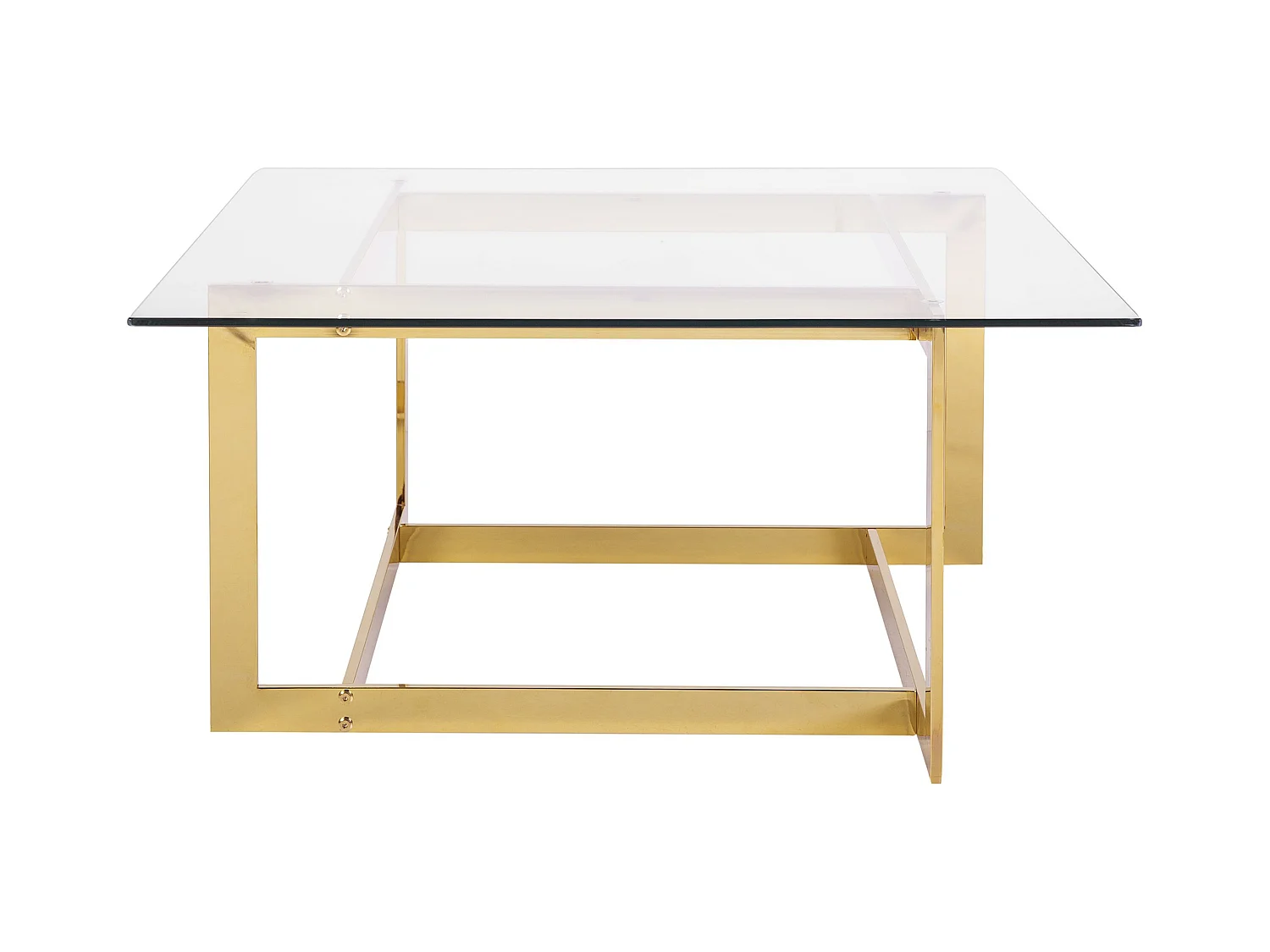 Moderner Couchtisch aus Glas mit Metallgestell Gold Crystal