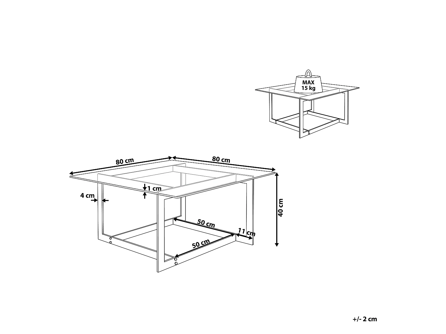 Table basse CRYSTAL Verre de sécurité Doré