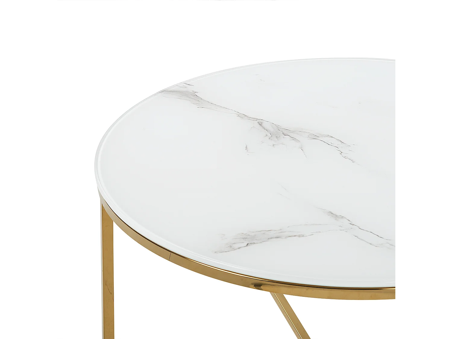 Mesa de centro QUINCY Vidro de segurança (temperado) Mármore/Dourado