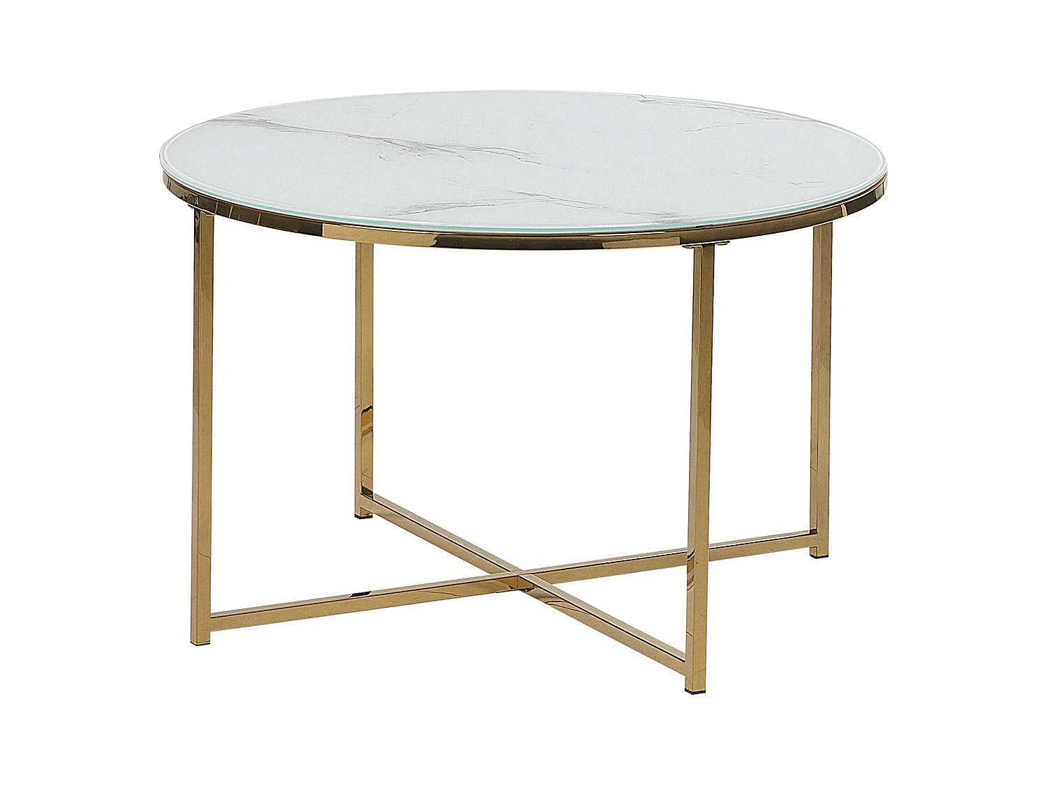 Table basse QUINCY Verre de sécurité Marbre/doré