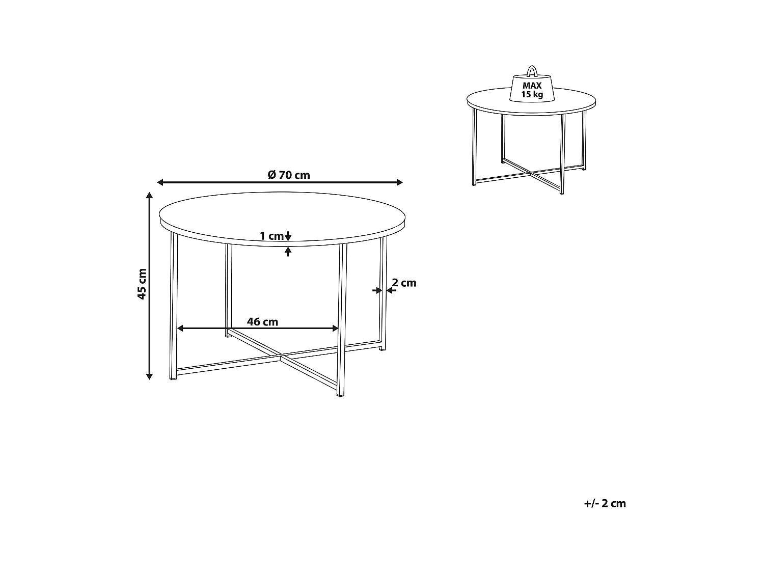 Table basse QUINCY Verre de sécurité Marbre/doré