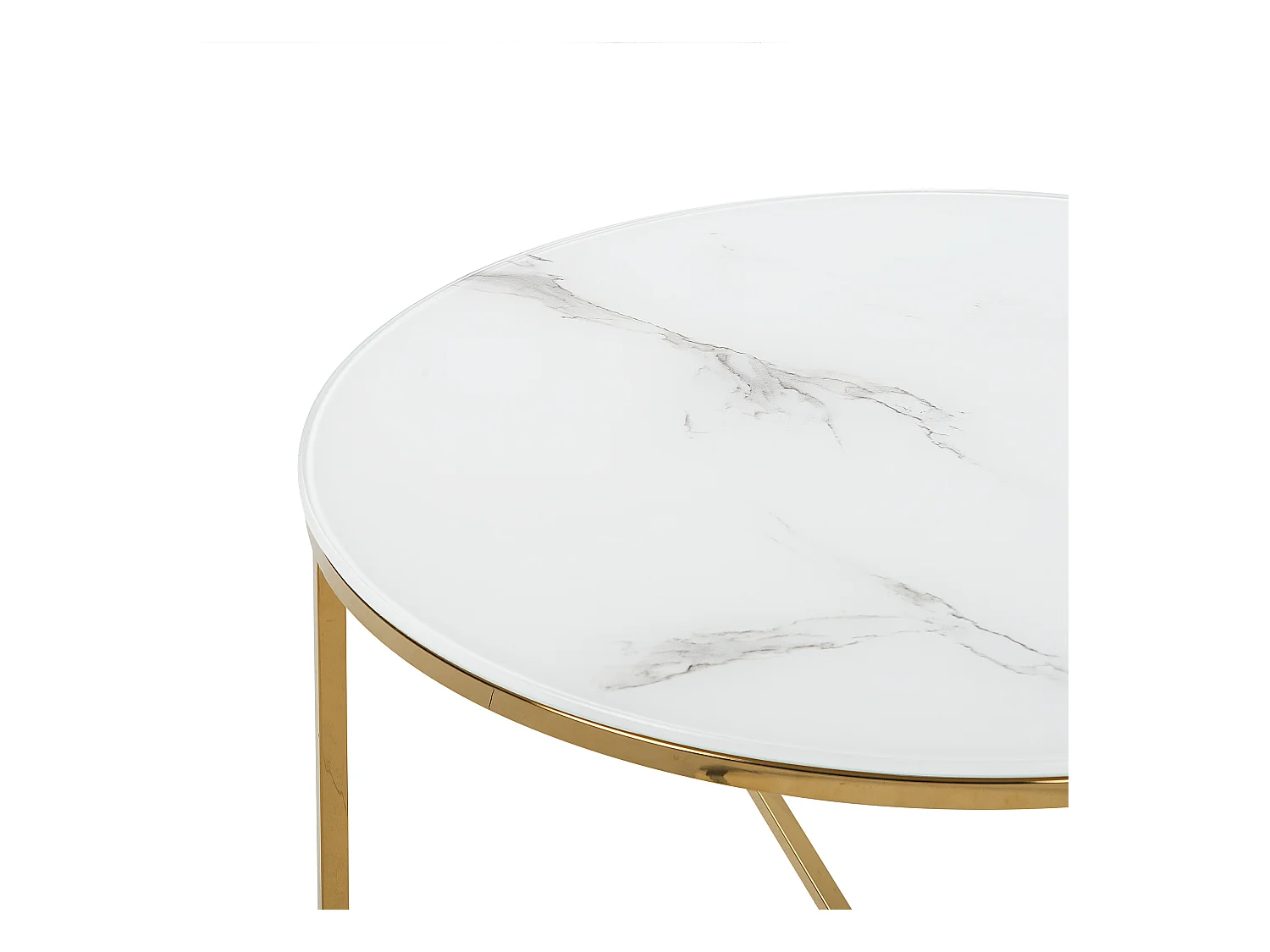 Table basse QUINCY Verre de sécurité Marbre/doré