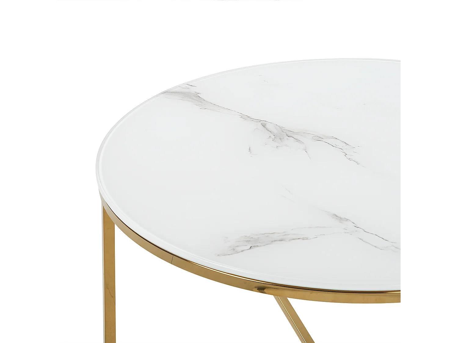 Mesa de centro QUINCY Vidro de segurança (temperado) Mármore/Dourado