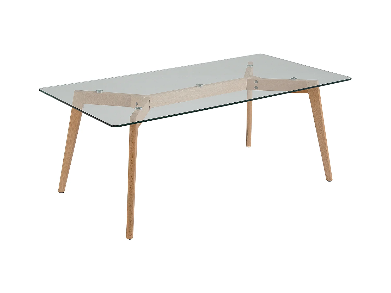 Couchtisch Sicherheitsglas 120 x 60 cm Buchenholz hellbraun / transparent Hudson