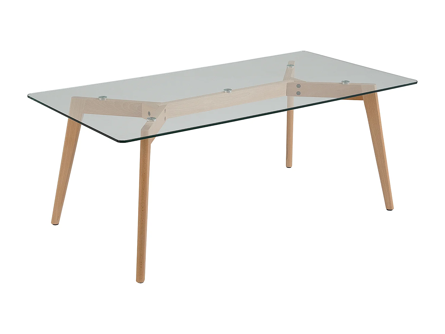 Couchtisch Sicherheitsglas 120 x 60 cm Buchenholz hellbraun / transparent Hudson