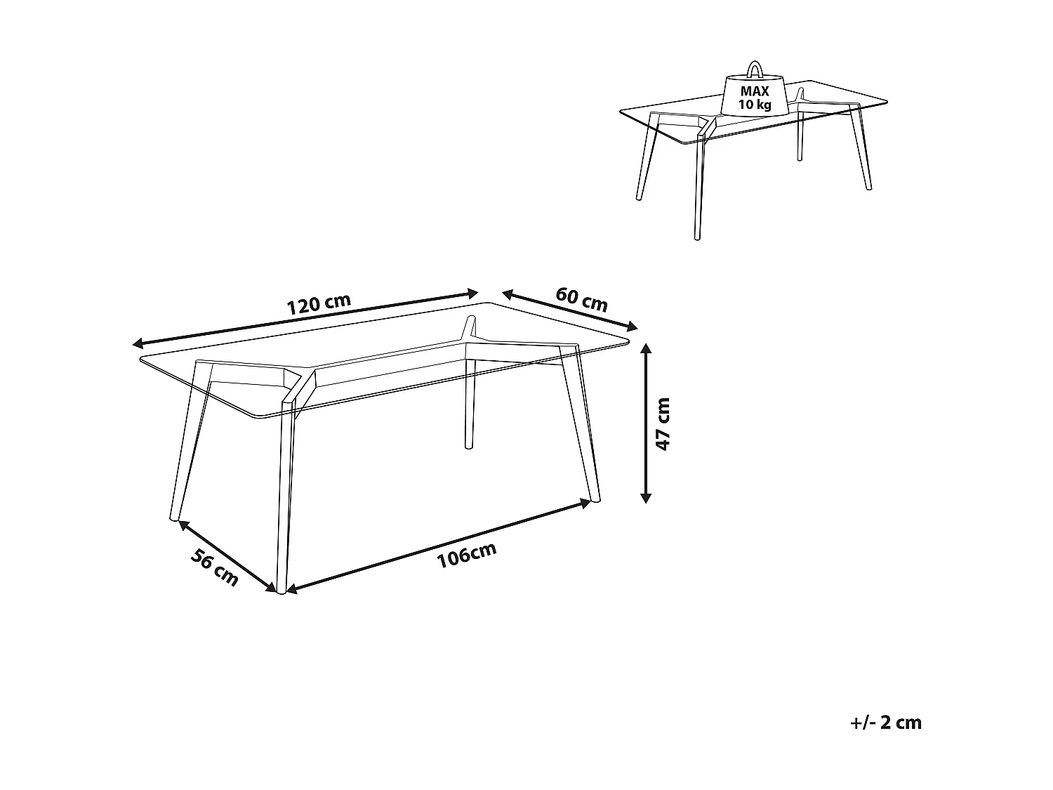 Couchtisch Sicherheitsglas 120 x 60 cm Buchenholz hellbraun / transparent Hudson