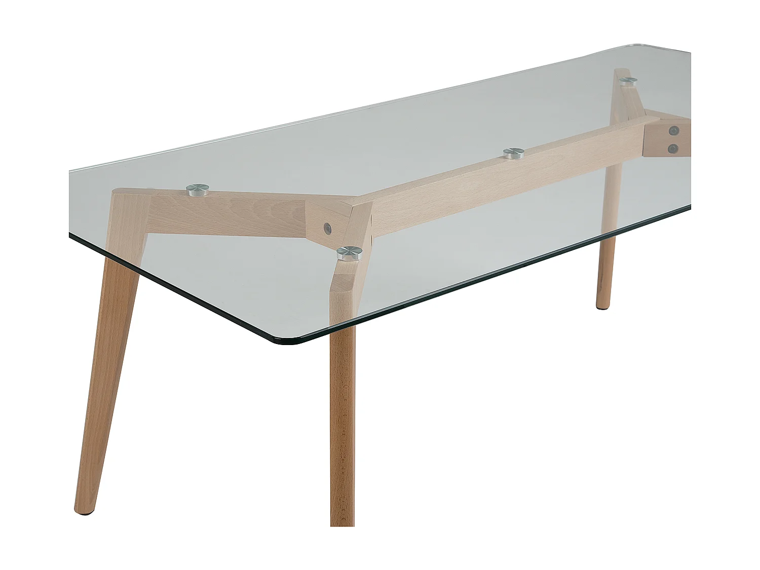 Couchtisch Sicherheitsglas 120 x 60 cm Buchenholz hellbraun / transparent Hudson