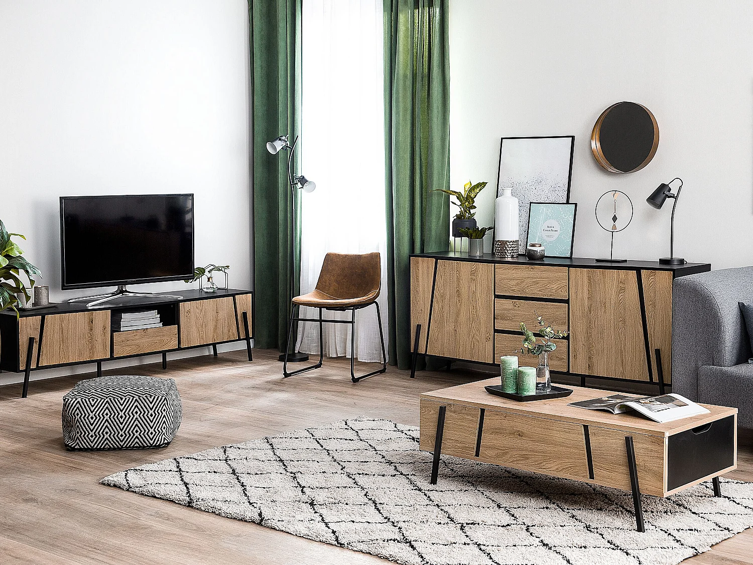 Table basse BLACKPOOL Marron/noir avec rangement