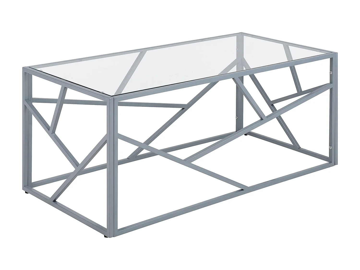 Couchtisch Glastisch mit Metallgestell silber 50 x 100 cm Glamour Kaffeetisch rechteckiger Wohnzimmertisch Orland