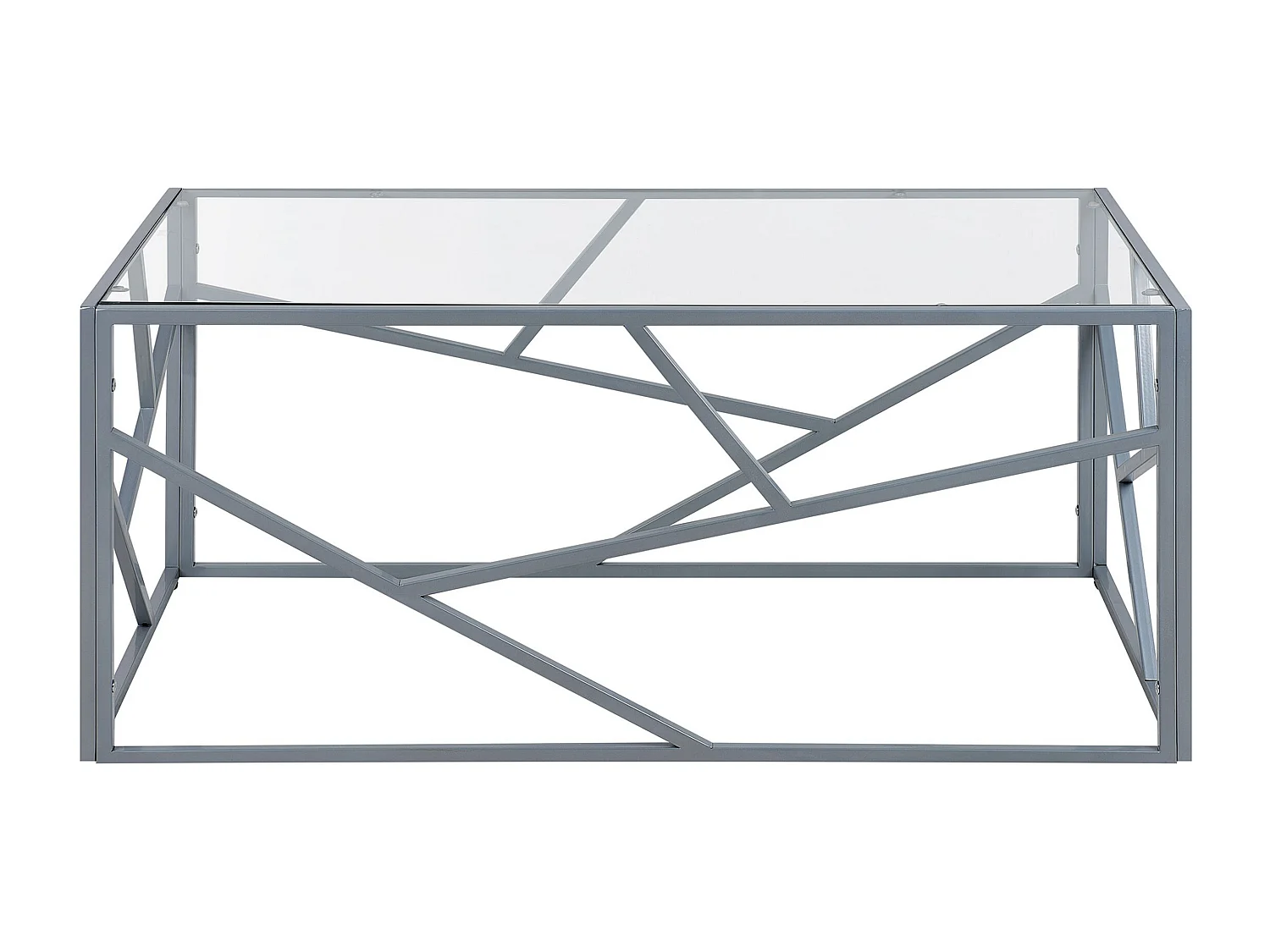 Couchtisch Glastisch mit Metallgestell silber 50 x 100 cm Glamour Kaffeetisch rechteckiger Wohnzimmertisch Orland