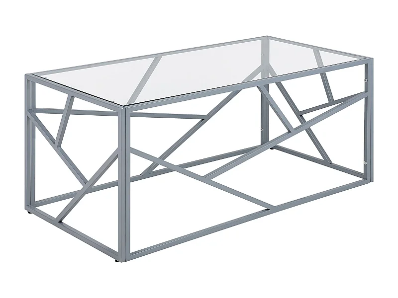 Couchtisch Glastisch mit Metallgestell silber 50 x 100 cm Glamour Kaffeetisch rechteckiger Wohnzimmertisch Orland