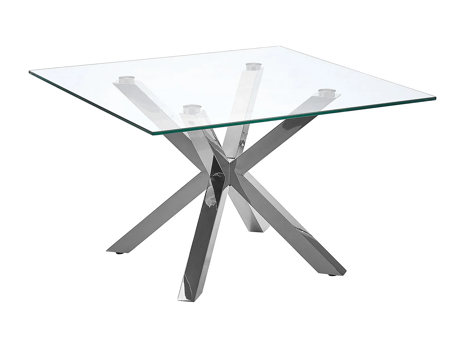 Couchtisch transparent Glas Metallgestell quadratisch 70x70cm silber Starlight