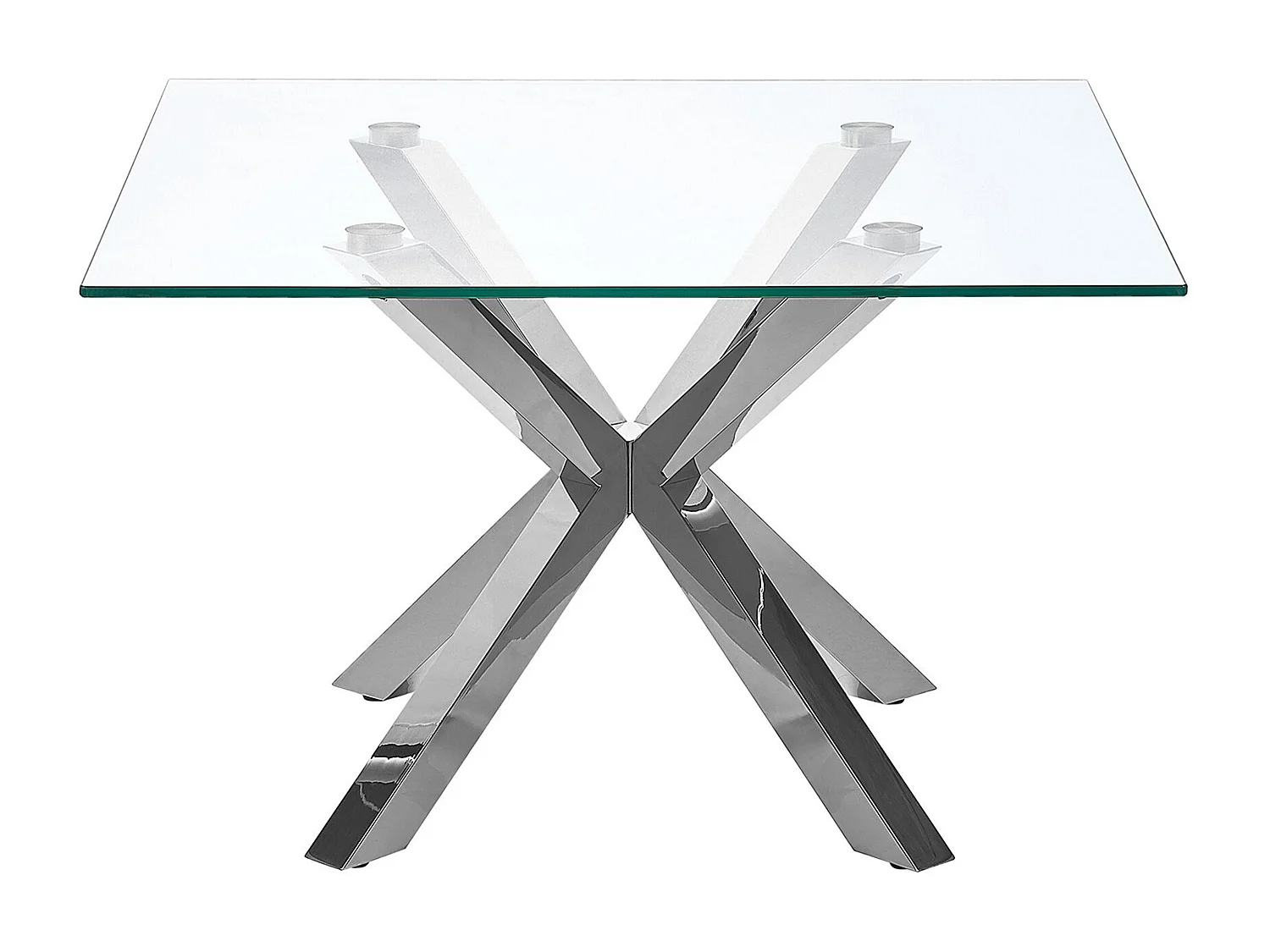 Couchtisch transparent Glas Metallgestell quadratisch 70x70cm silber Starlight